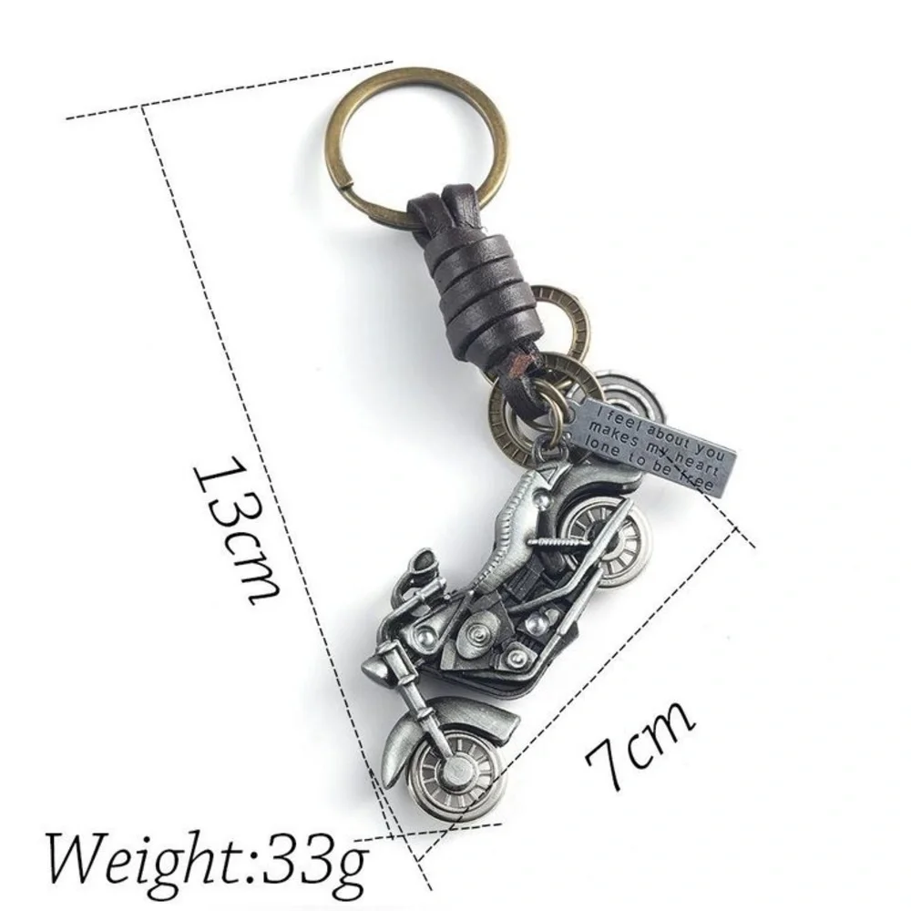 Metal key chain Harley Motorcycle Leather woven key pendant retro